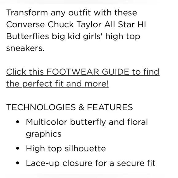 Converse Chuck Taylor Butterfly Embroidered High Top Canvas Sneakers Women’s 6 - Picture 16 of 16